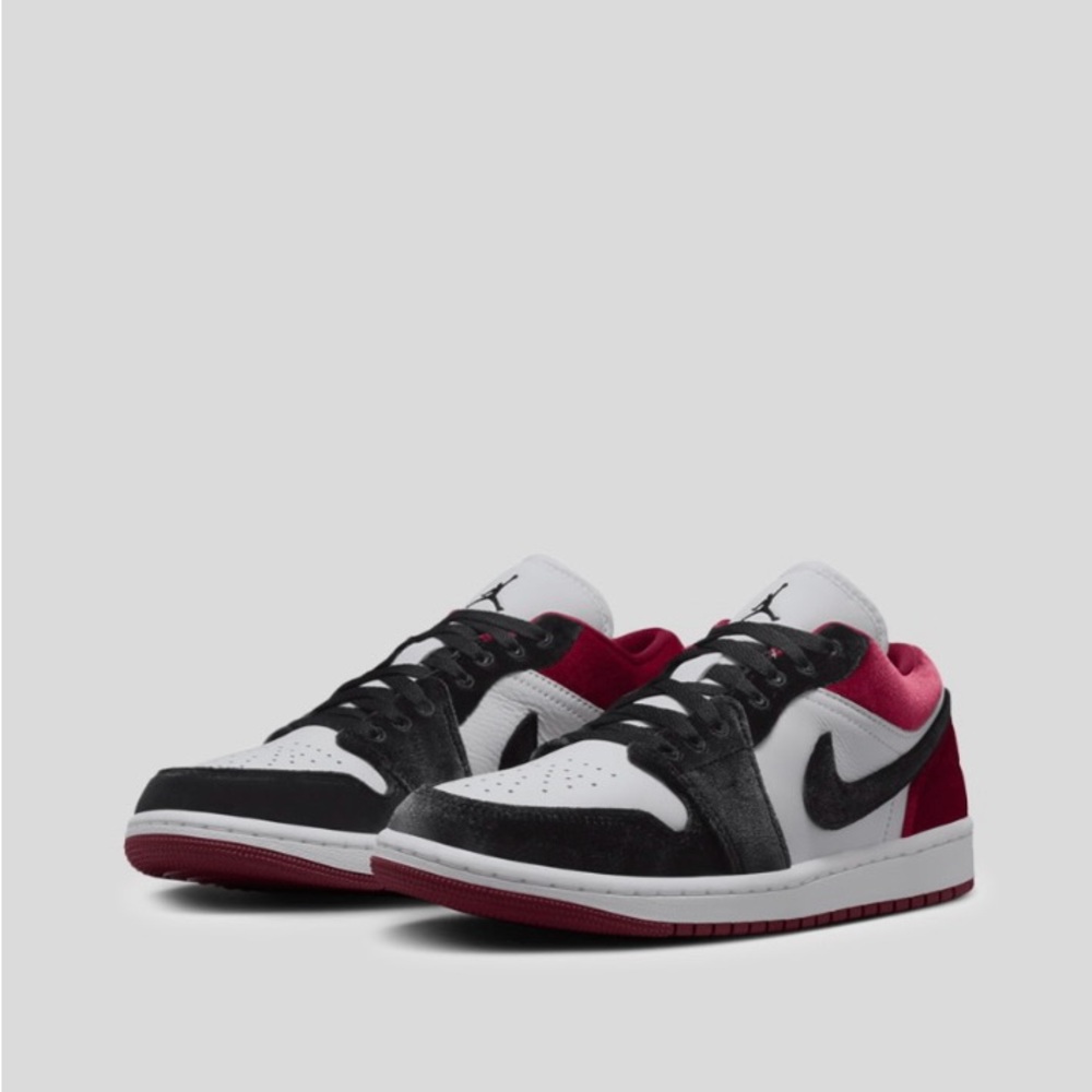 Jordan 1 Low SE Nike Sneakers in Velvet Black, White, and Red